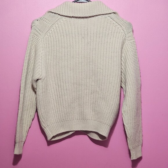 Vintage Kerrybrooke Sears Zephyr Wool Beige Cable Knit Cardigan Sweater Button - Picture 5 of 16